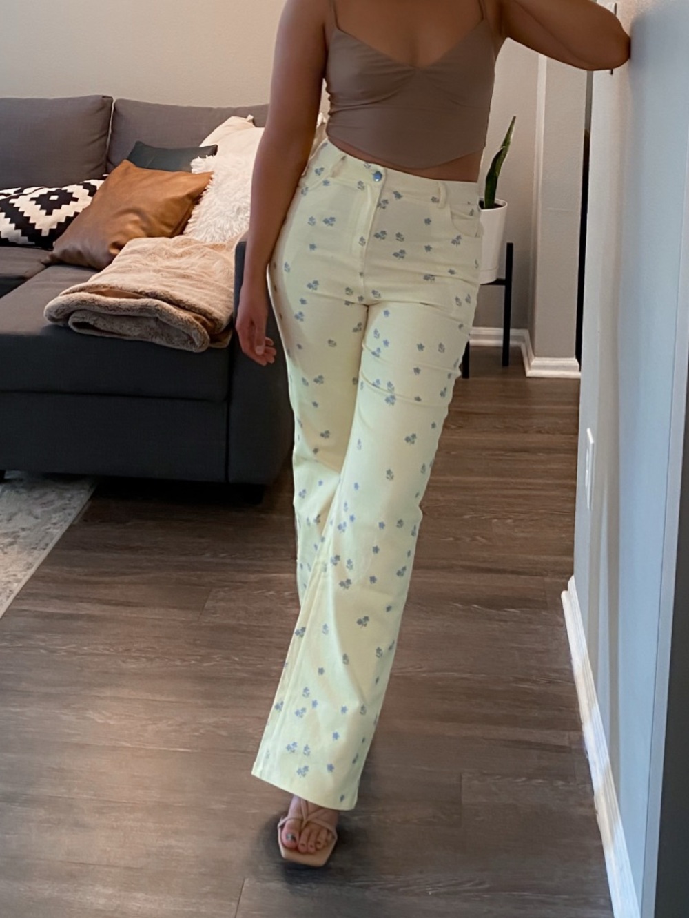 Yellow straight leg jean